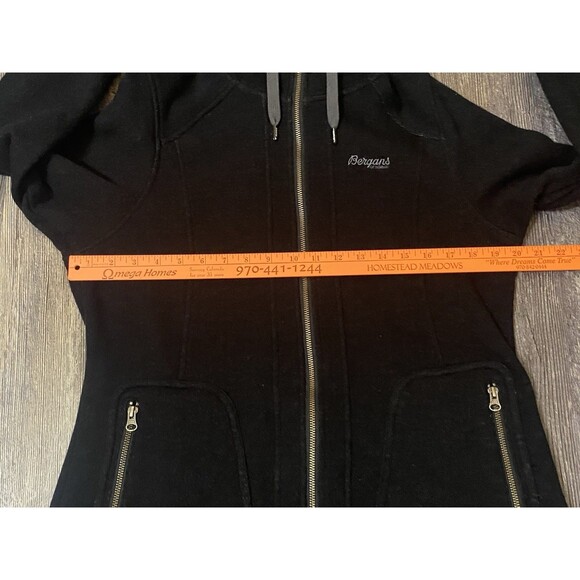 Bergans of Norway Myrull Lady Coat Black Wool Hooded Jacket Women's Large 1880 - Picture 13 of 16